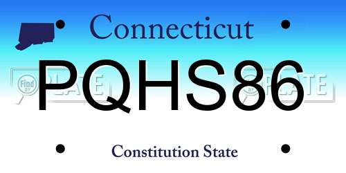 PQHS86 Connecticut License Plate