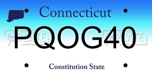 PQOG40 Connecticut License Plate