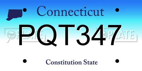 PQT347 Connecticut License Plate