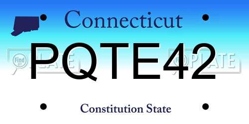 PQTE42 Connecticut License Plate