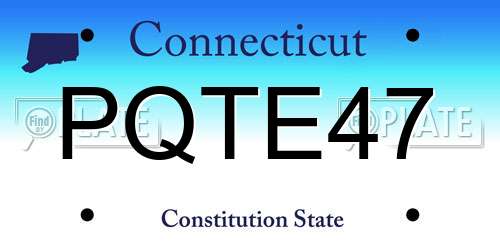 PQTE47 Connecticut License Plate