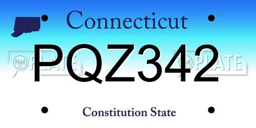 PQZ342 Connecticut License Plate