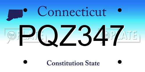 PQZ347 Connecticut License Plate