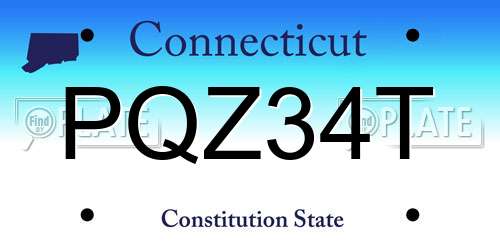 PQZ34T Connecticut License Plate