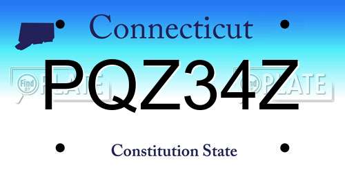 PQZ34Z Connecticut License Plate