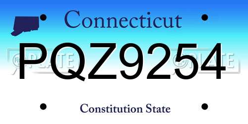 PQZ9254 Connecticut License Plate