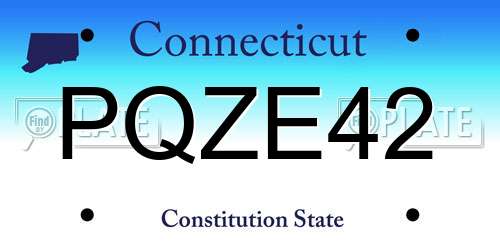PQZE42 Connecticut License Plate