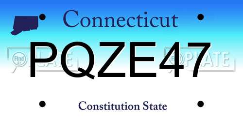 PQZE47 Connecticut License Plate