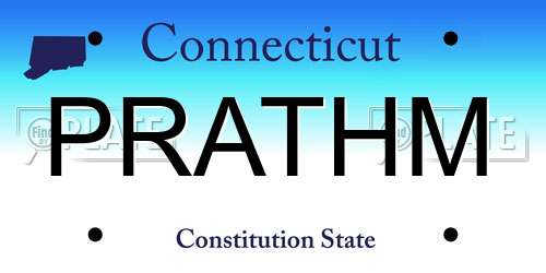 PRATHM Connecticut License Plate