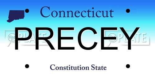 PRECEY Connecticut License Plate