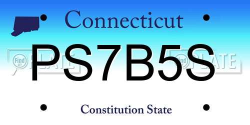 PS7B5S Connecticut License Plate