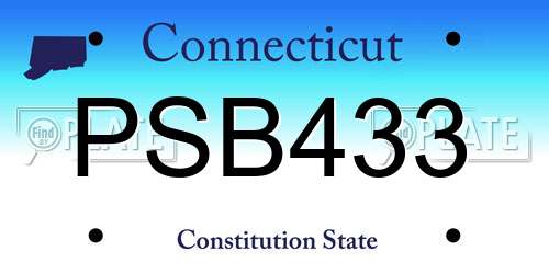 PSB433 Connecticut License Plate