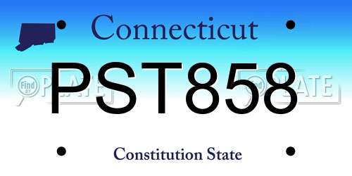 PST858 Connecticut License Plate
