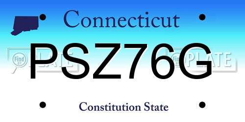 PSZ76G Connecticut License Plate