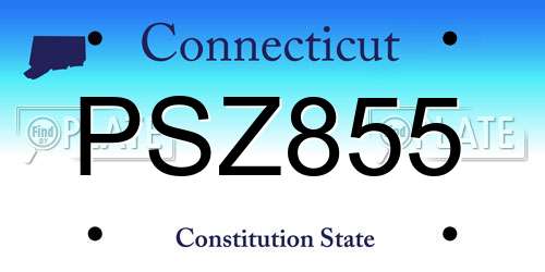 PSZ855 Connecticut License Plate