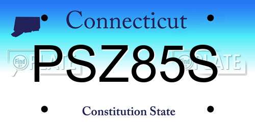 PSZ85S Connecticut License Plate