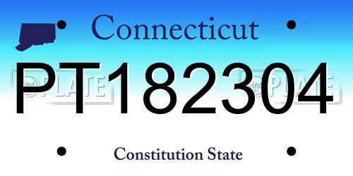 PT182304 Connecticut License Plate