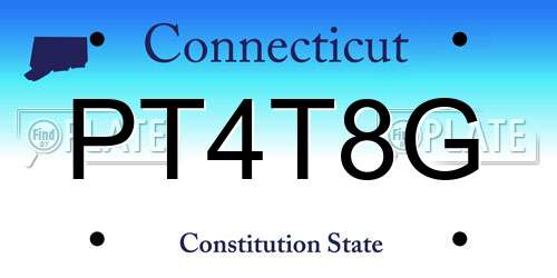 PT4T8G Connecticut License Plate
