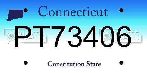 PT73406 Connecticut License Plate