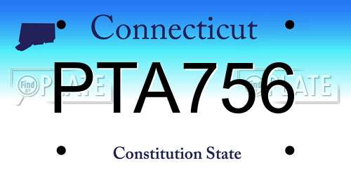PTA756 Connecticut License Plate