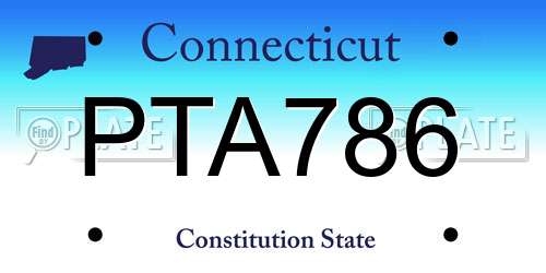 PTA786 Connecticut License Plate