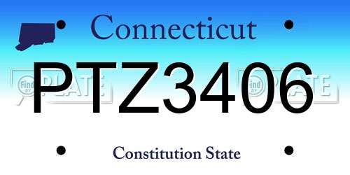 PTZ3406 Connecticut License Plate