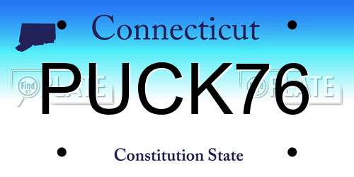 PUCK76 Connecticut License Plate