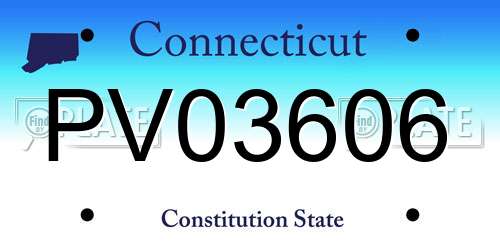 PV03606 Connecticut License Plate