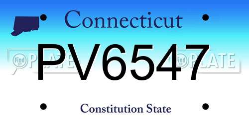 PV6547 Connecticut License Plate