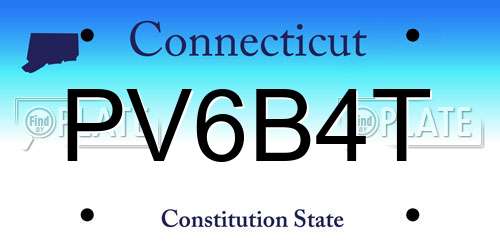 PV6B4T Connecticut License Plate