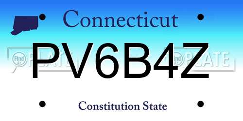 PV6B4Z Connecticut License Plate