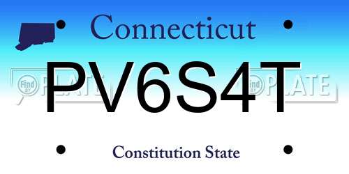 PV6S4T Connecticut License Plate