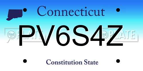 PV6S4Z Connecticut License Plate
