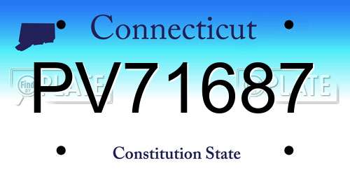 PV71687 Connecticut License Plate