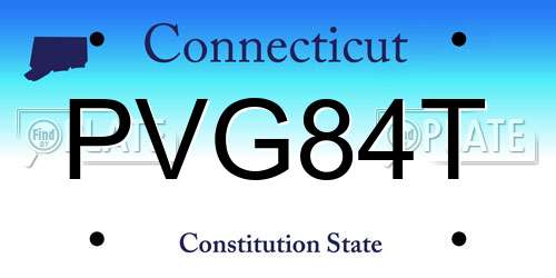 PVG84T Connecticut License Plate
