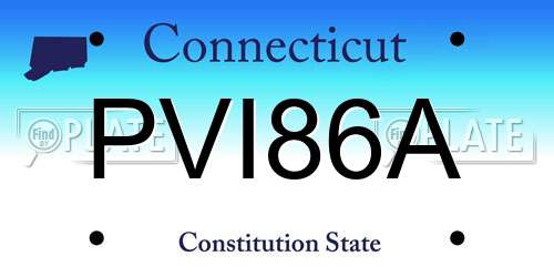 PVI86A Connecticut License Plate