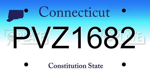 PVZ1682 Connecticut License Plate