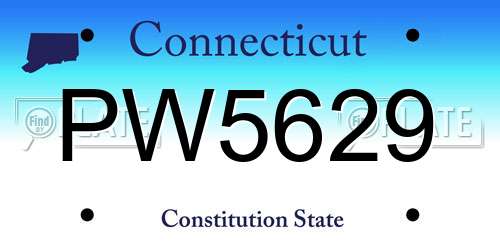 PW5629 Connecticut License Plate