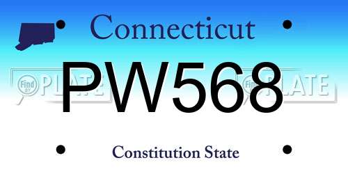 PW568 Connecticut License Plate