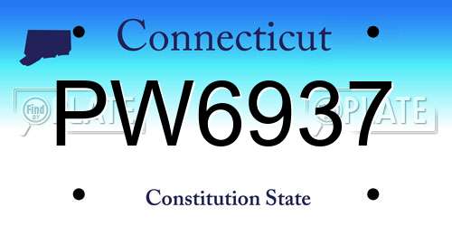 PW6937 Connecticut License Plate