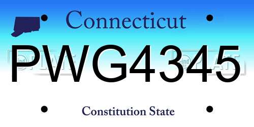 PWG4345 Connecticut License Plate