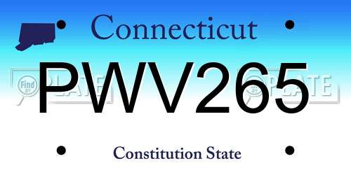 PWV265 Connecticut License Plate