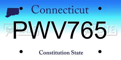 PWV765 Connecticut License Plate