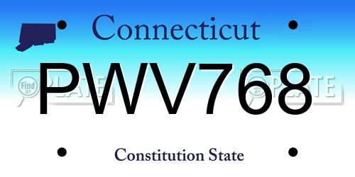 PWV768 Connecticut License Plate