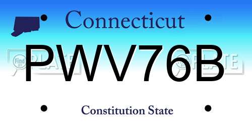 PWV76B Connecticut License Plate