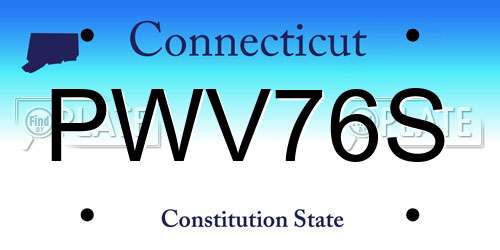 PWV76S Connecticut License Plate