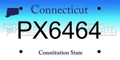 PX6464 Connecticut License Plate