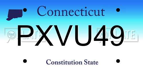 PXVU49 Connecticut License Plate