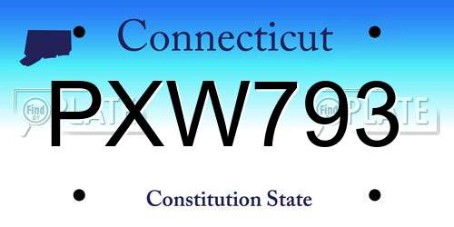 PXW793 Connecticut License Plate