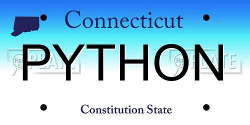 PYTHON Connecticut License Plate